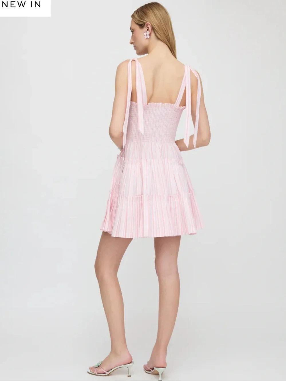 Hill House Home The Ribbon Charlotte Nap Dress In Pink Variegated Stripe - Picture 4 of 4